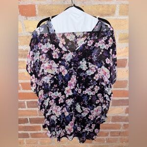 Express Black and Purple Kimono Mini Dress